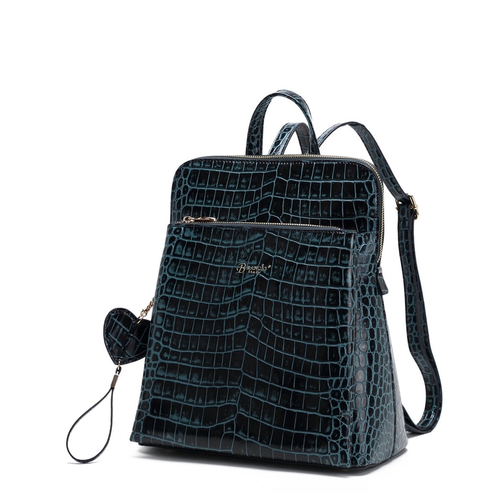 Brangio Italy Crocodile Pebble Leather Backpack